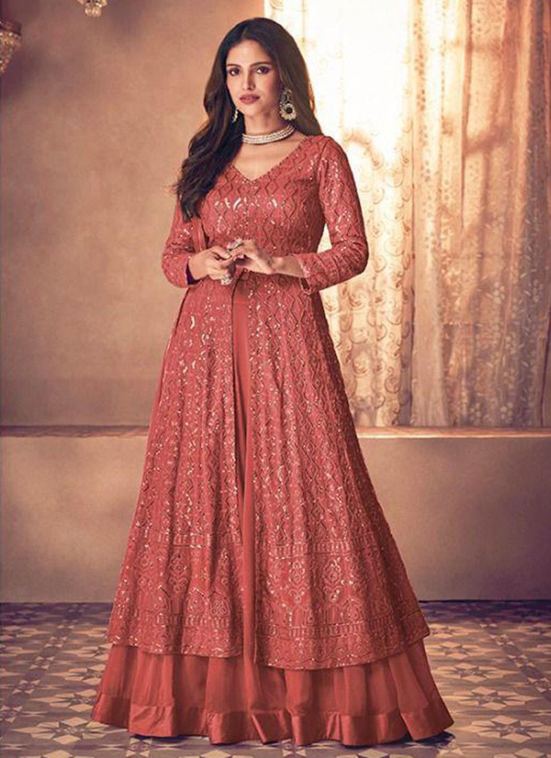 Dark Orange Colour Sayuri Noor Platinum 123 Heavy Georgette Festive Wear Designer Salwar Kameez 123-D